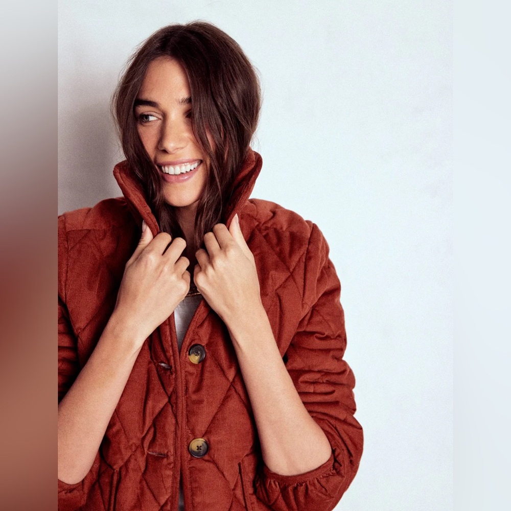 Boden Fitzrovia Quilted Cord Jacket - Fire Brick Red - Picture 5 of 9